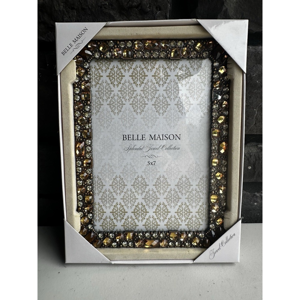 Belle Maison Splendid Jewel Amber Rhinestone Picture Photo Frame 5"x7" - NEW